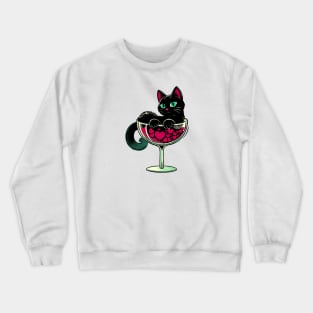 Valentines day cat bath in hearts Crewneck Sweatshirt